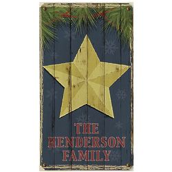 Personalized Rustic Christmas Star Metal Sign