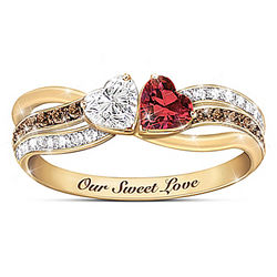 Our Sweet Love Diamond, Garnet and Topaz Ring