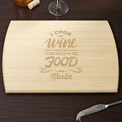 Cook With Wine Personalized Bamboo Cutting Board