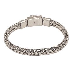 Intrepid Bloom Sterling Silver Wristband Bracelet