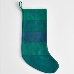 Teal Personalized Striped Felt Stocking