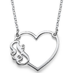 Personalized Initial Heart Necklace in Sterling Silver