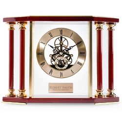 Personalized Piano Finish Rosewood and Gold Mantel Clock