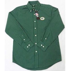 Men's Green Bay Packers Logo Striped Dress Shirt