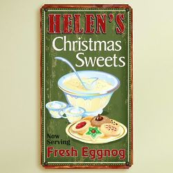 Personalized Christmas Sweets and Eggnog Metal Sign