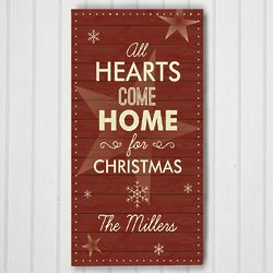 Personalized Hearts Come Home for Christmas Canvas Print