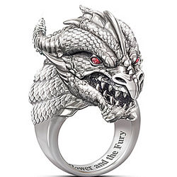 Dragon's Head with Ruby Eyes Stainless Steel Ring