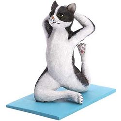 Black and White Yoga Cat Figurine
