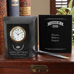 Personalized Graduation Marble Desk Clock