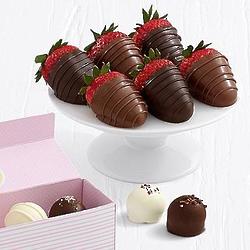 4 Mother's Day Cake Truffles and 6 Belgian Chocolate Strawberries