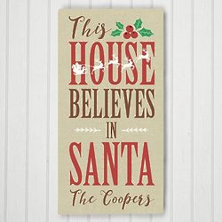 Personalized This House Believes in Santa Canvas Print