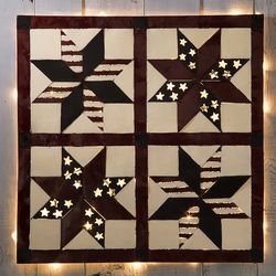 Lighted Patriotic Patchwork Metal Wall Art