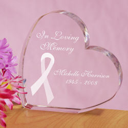 In Loving Memory Breast Cancer Awareness Heart Keepsake
