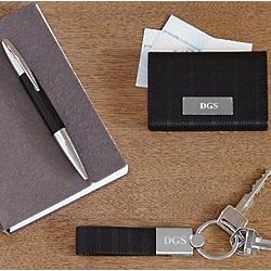 Personalized Men's Key Chain and Business Card Gift Set
