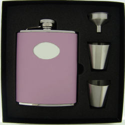 Daydream Pink Leather Flask and Shot Glasses