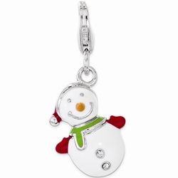 Sterling Silver Snowman Lobster Clasp Charm