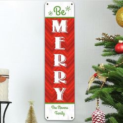 Personalized Be Merry 20" Holiday Metal Sign