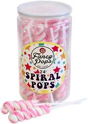 24 Pink & White Mini Spiral Pops