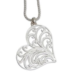 Lace Valentine Sterling Silver Heart Necklace