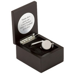 Silver Plated Whistle in Black Presentation Box
