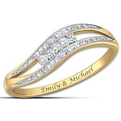 Enchantment Personalized 10K Gold and Genuine Diamond Ring