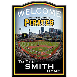 Pittsburgh Pirates Personalized Wooden Welcome Sign