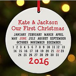 Personalized Day to Remember First Christmas Round Ornament