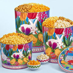 2 Gallons and 3 Flavors of Popcorn in Easter in Bloom Tins