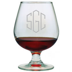 4 Monogrammed Brandy Snifters with Diamond Lettering