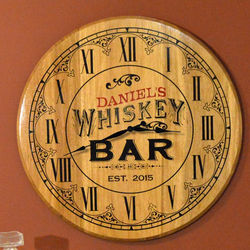 Whiskey Bar Personalized Clock