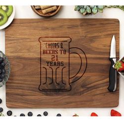 Cheers and Beers Birthday Personalized Engraved Cutting Board
