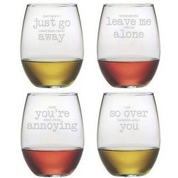 It's In the Small Print Stemless Wine Glasses