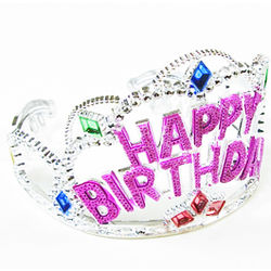 Multicolored "Happy Birthday" Tiara