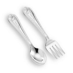 Personalized Silver Baby Fork & Spoon