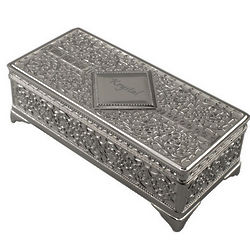 Victorian Diamond Personalized Silver Jewelry Box