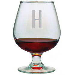 Monogrammed Brandy Snifters with Block Lettering
