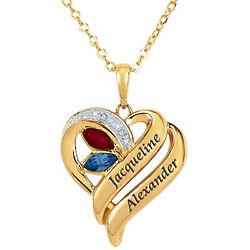 Our Hearts Together Diamond & Birthstone Pendant