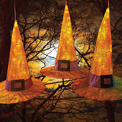 Pre-Lit Witches Hats Halloween Decor