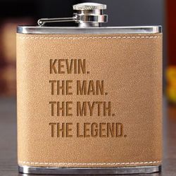 Man Myth Legend Engraved Flask