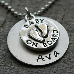 Baby on Board Personalized Hand Stamped Necklace