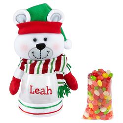 Personalized Sweet and Soft Polar Bear Treat Jar with Candy