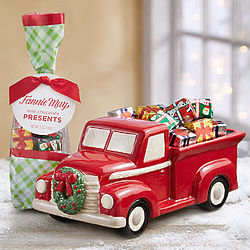 Christmas Delivery Candy Dish with Fannie May Chocolates