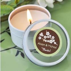 Mini Round Personalized Clear Top Wedding Candle Favor