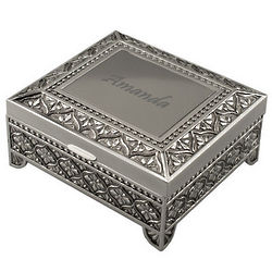 Ornate Personalized Silver Jewelry Case