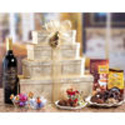 Deluxe Chocolate Wine Gift Tower Featuring Godiva