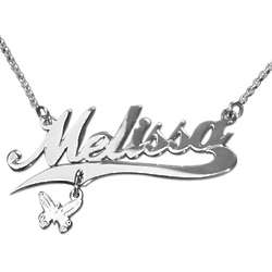 Extra Thick Silver Charm Name Rollo Chain Necklace