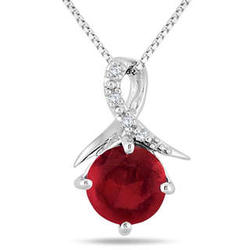 1.85 Carat Ruby and Diamond Pendant in Sterling Silver
