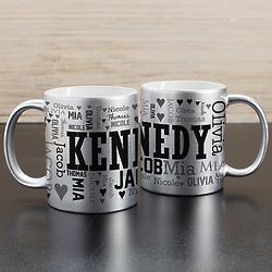 Personalized Silver Metallic Word-Art Coffee Mug
