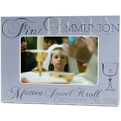 Elegant Personalized Silver First Communion 4x6 Photo Frame