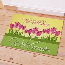 Spring Tulips Personalized Doormat